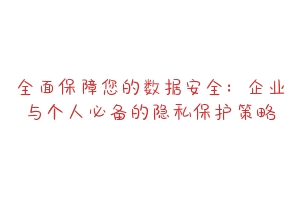 全面保障您的数据安全:企业与个人必备的隐私保护策略